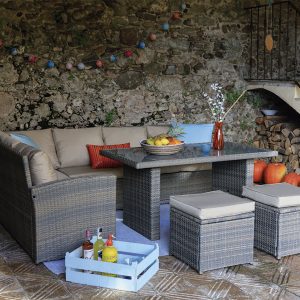 Conjunto Bali. Rinconera. 2 Sofás+Mesa Alta+2 Pufs