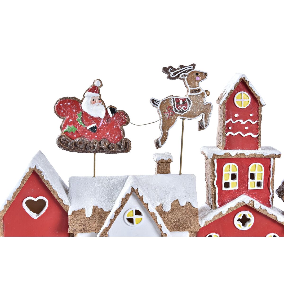 Adorno Navideño DKD Home Decor Casa Blanco Rojo Resina 41 x 7,5 x 27 cm - Imagen 3