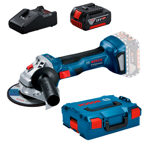 Kit Bosch Amoladora GWS 18V-7 Professional + 1 Batería Bosch GBA 4 Ah 18 V + Cargador Bosch GAL 18V-40 + L-Boxx