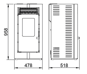Estufa de pellets de aire – NOA S2 (10.3 Kw) – Karmek One - Imagen 3