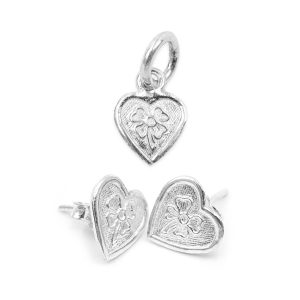 Set Corazón con trébol – Plata 950/925