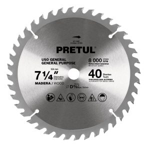 Disco sierra 7-1/4″ p/madera, 40 dientes centro 5/8″, Pretul ST-740P 27056