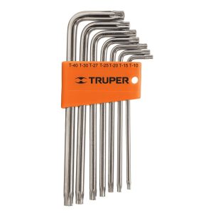 Juego de 7 llaves torx largas con organizador, Truper TORX-7L 15553