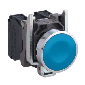 Metal Push Button – Ø22 – NO – Spring Return – IP66 – Blue