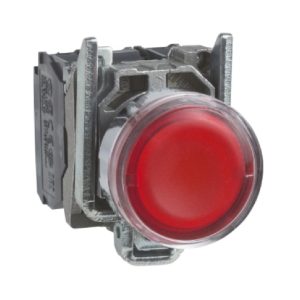 Metal Illuminated Push Button – Ø22 – NO + NC – 230..240 VAC – Spring Return – IP66 – Red