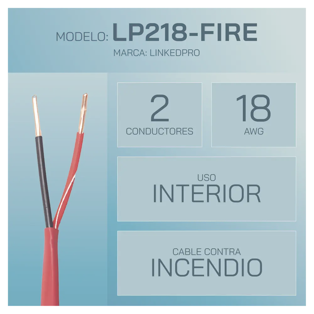 Alambre de Alarma contra Incendios – Bobina de 305 Metros: 2 x 18 AWG, Rojo, Tipo FPLR, (UL) FT4, Ideal para Sistemas de Detección y Evacuación de Incendios - Imagen 3