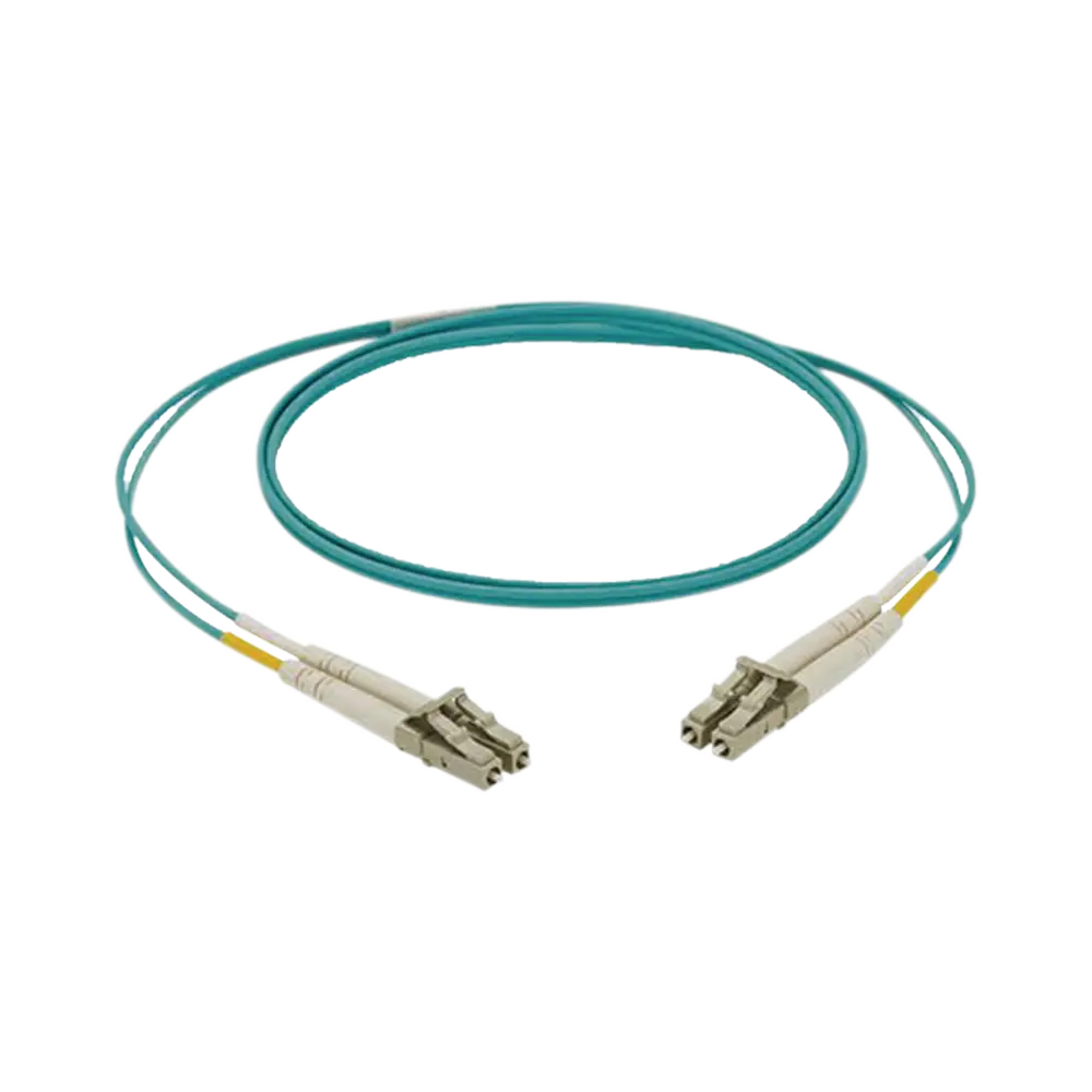 Jumper Fibra Óptica Multimodo 50/125 OM3, LC-LC Duplex, OFNR, Color Aqua, 1 Metro