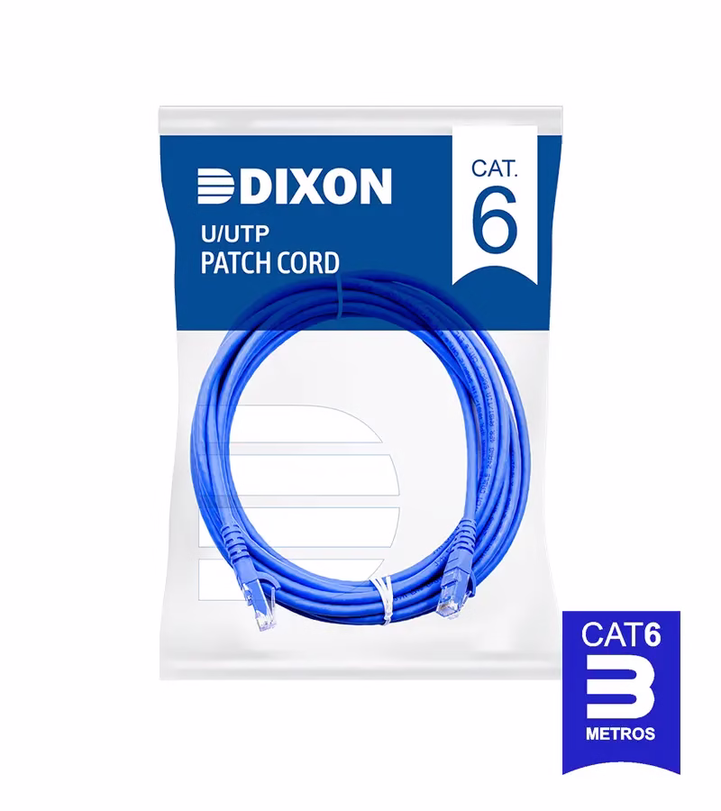 Patch Cord Dixon Cat6 de 3 Metros Azul LSZH 100% Cobre y Certificado