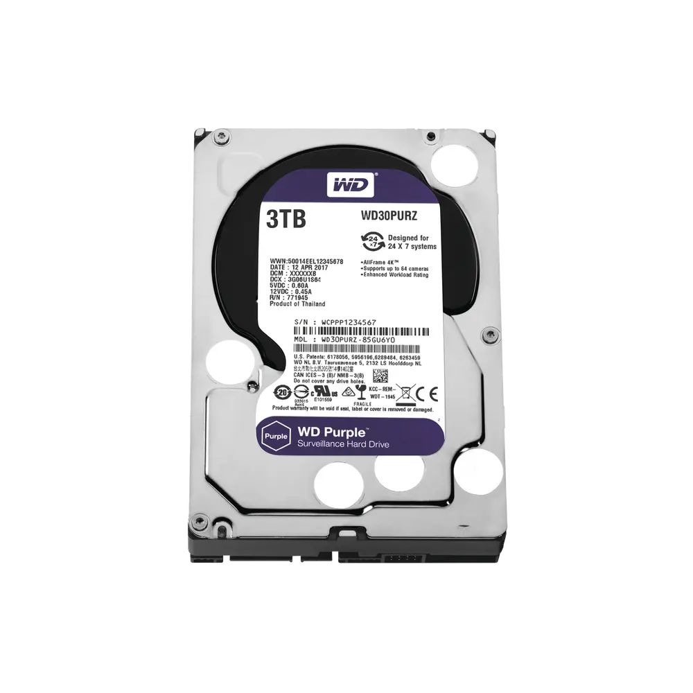 Disco Duro PURPLE de 3TB/3 AÑOS DE GARANTÍA / Para Videovigilancia